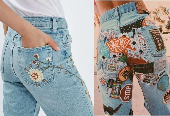 quần jean nữ nhiều họa tiết cho vòng ba lép