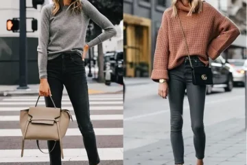 quần jeans skinny và áo len