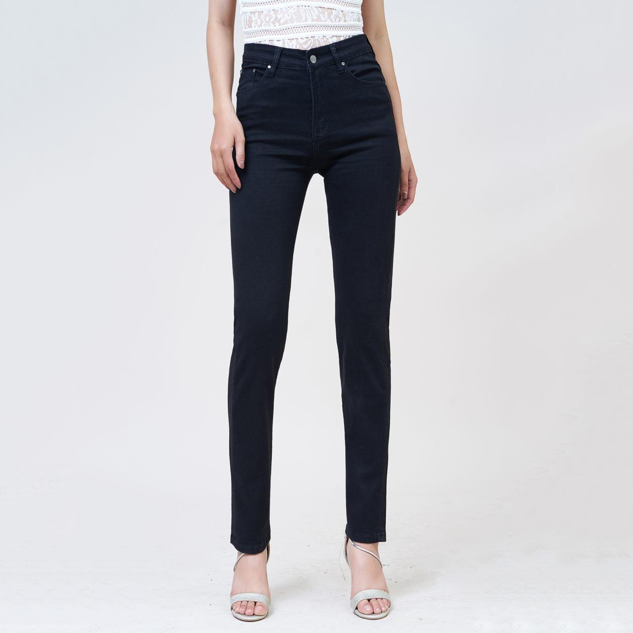 Hình Ảnh Quần jean nữ ống đứng Aaa Jeans lưng cao màu đen STDCTRNZC_BLI-1