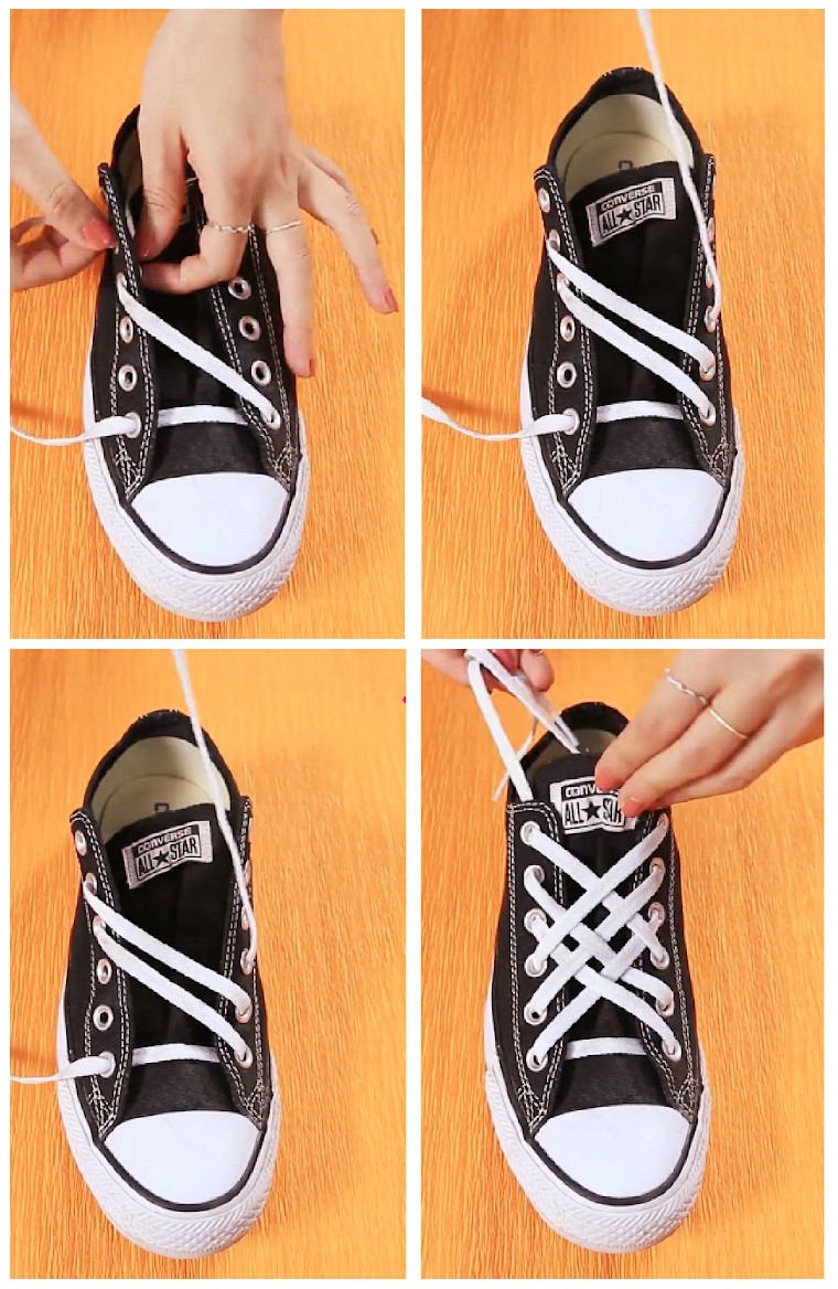 Cách buộc dây giày giấy dây