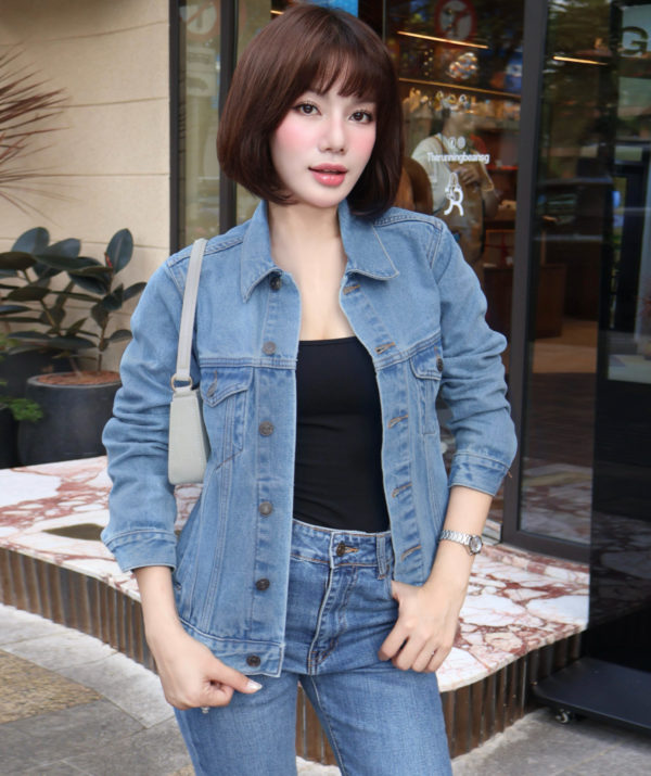 Áo Khoác Bò Nữ Trơn Màu Classic Blue - ảnh 2