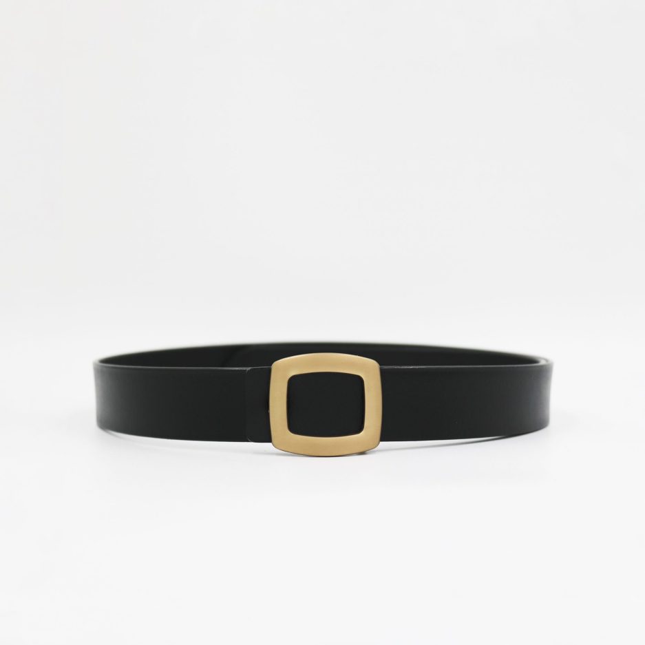 Thắt Lưng Nữ Da Thật Mặt Oval Màu Đen