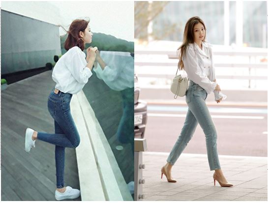  áo sơ mi đẹp kết hợp với quần jeans skinny nữ