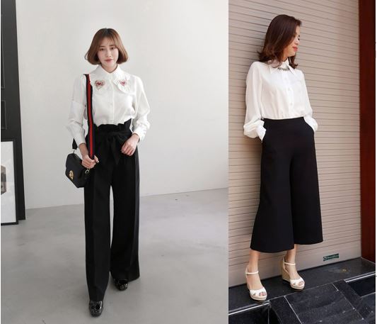 kết hợp áo sơ mi đẹp với culottes 