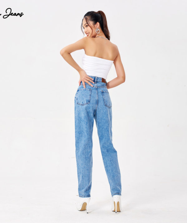 Quần Mom Jeans Lưng Cao Màu Classic Blue - ảnh 2