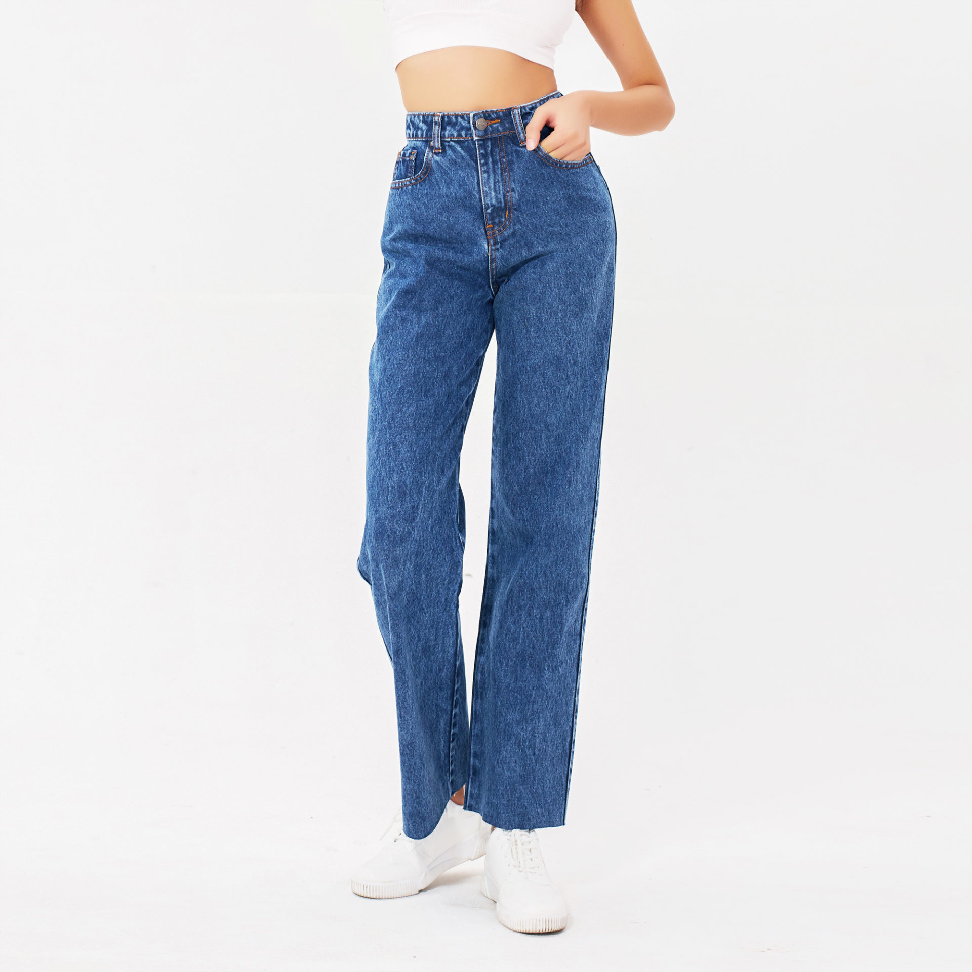 quần jeans ống rộng Sapphire Blue lưng cao
