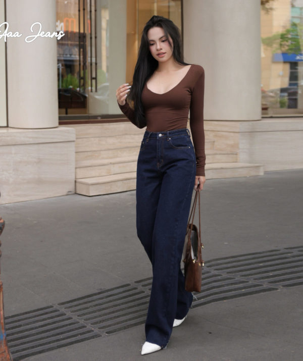 Quần Jean Ống Rộng Lưng Cao - ảnh 2