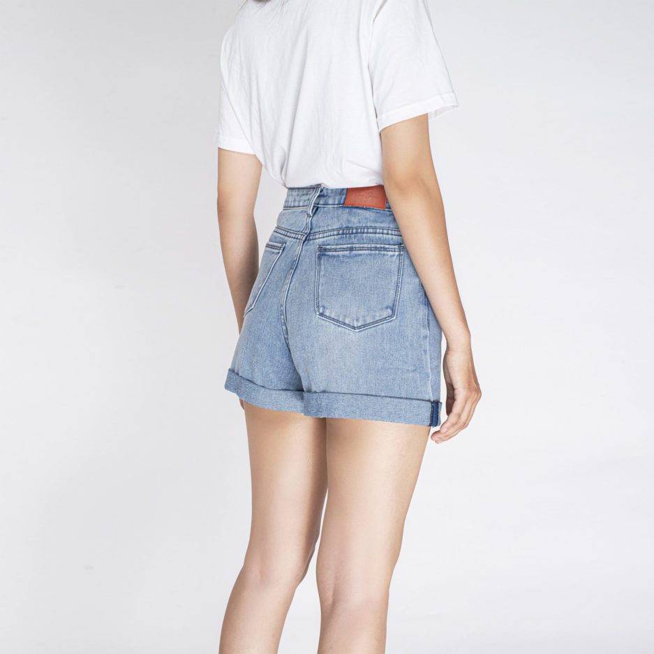 quần short jean nữ lật line