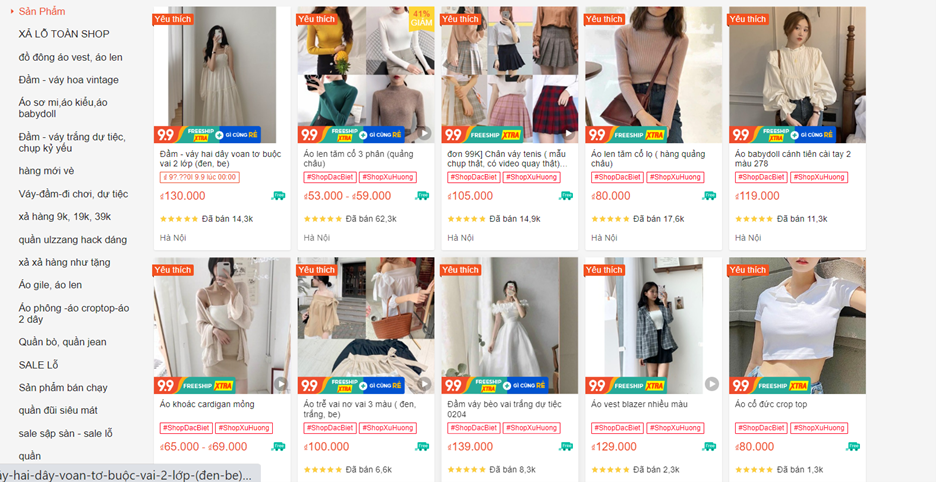 đầm trên shopee