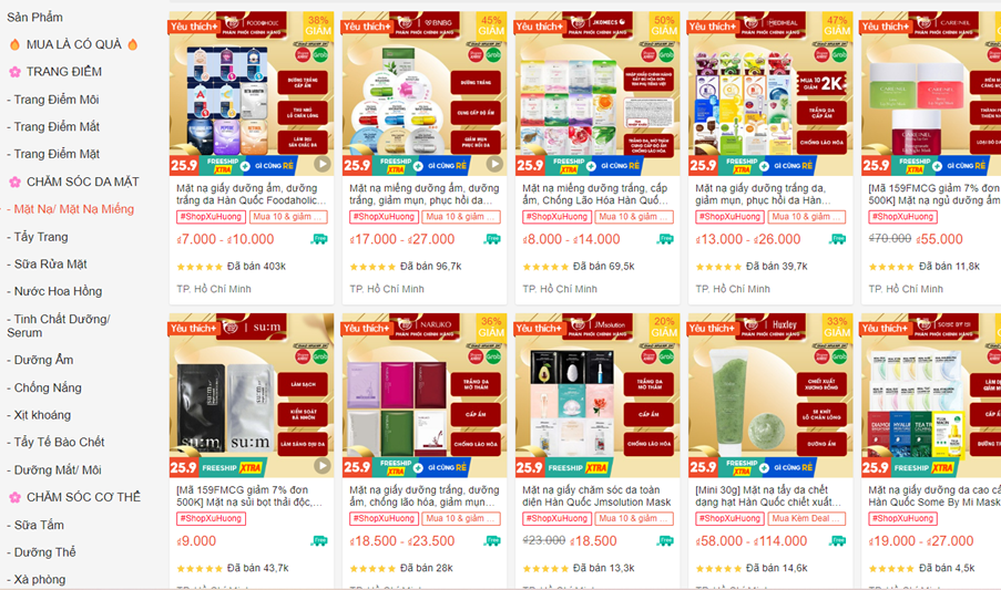 Shop bán mặt nạ 