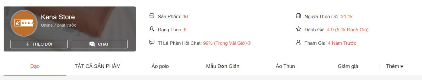 Shop bán áo thun trên shopee