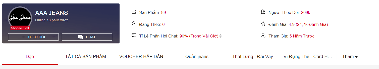 quần jeans ống rộng shopee