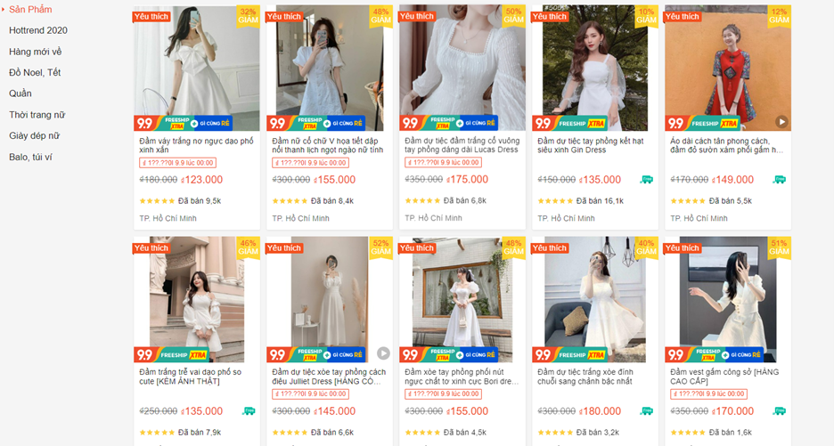 đầm trên shopee