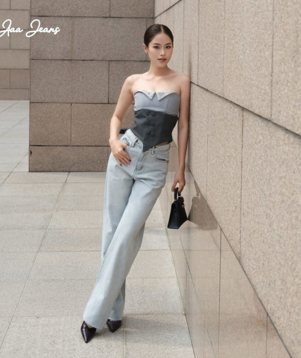 Quần Jeans Ống Rộng Ice Blue - ảnh 2