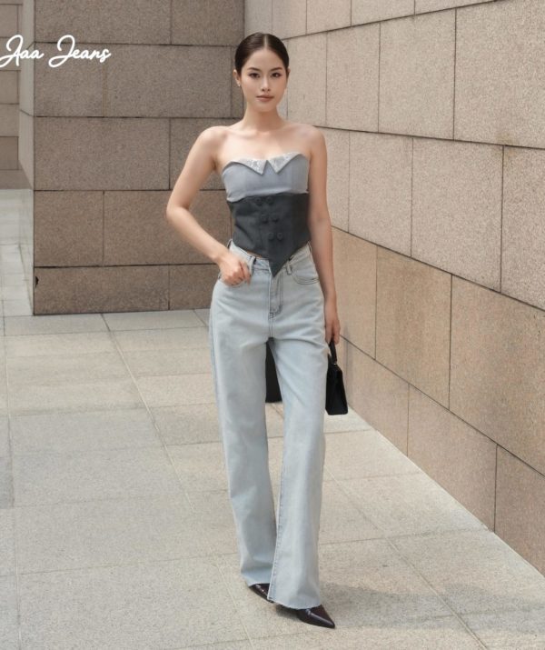 Quần Jeans Ống Rộng Ice Blue