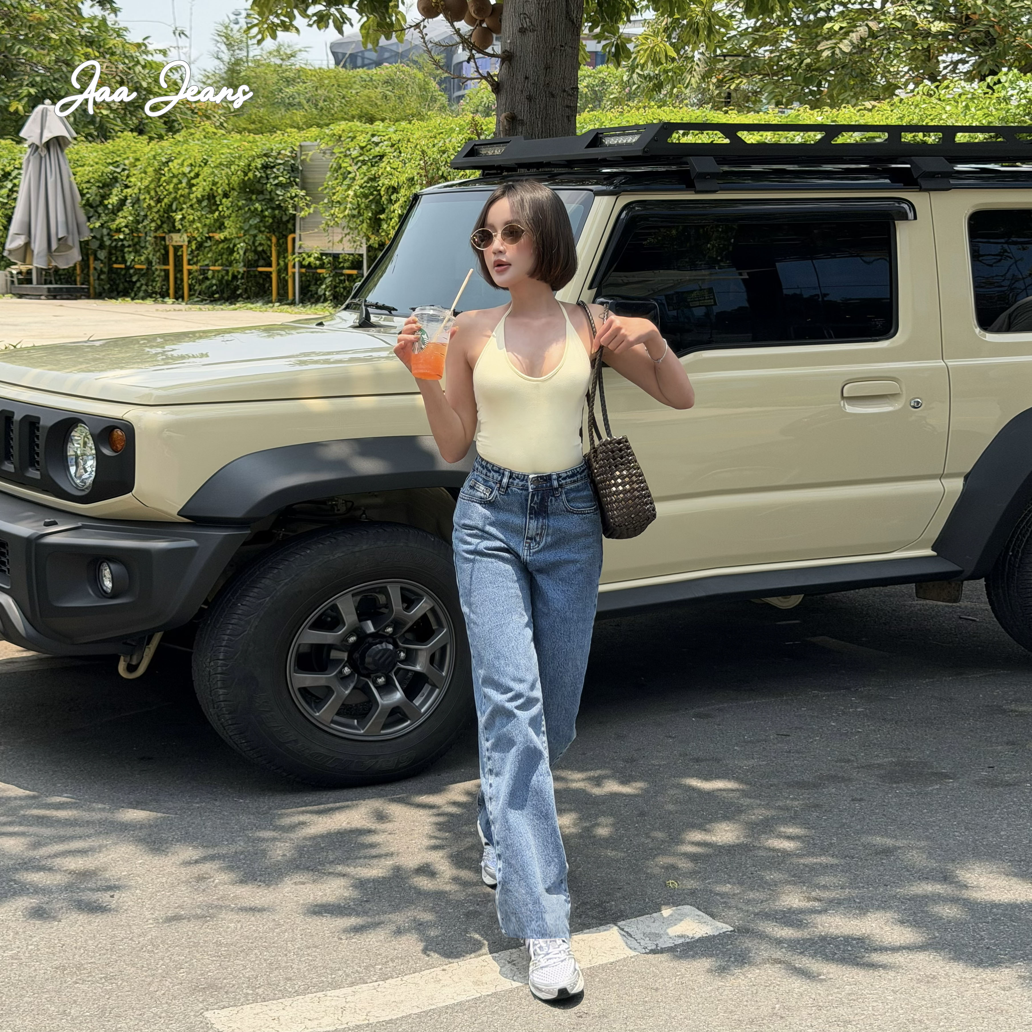 có logo (7) Quần Jean Ống Rộng Lưng Cao