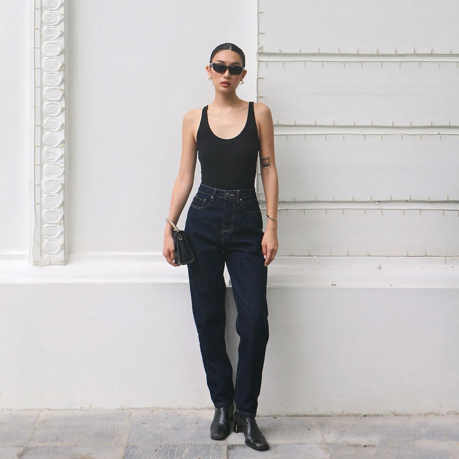 Quần Mom Jeans Lưng Cao Màu Indigo - ảnh 12