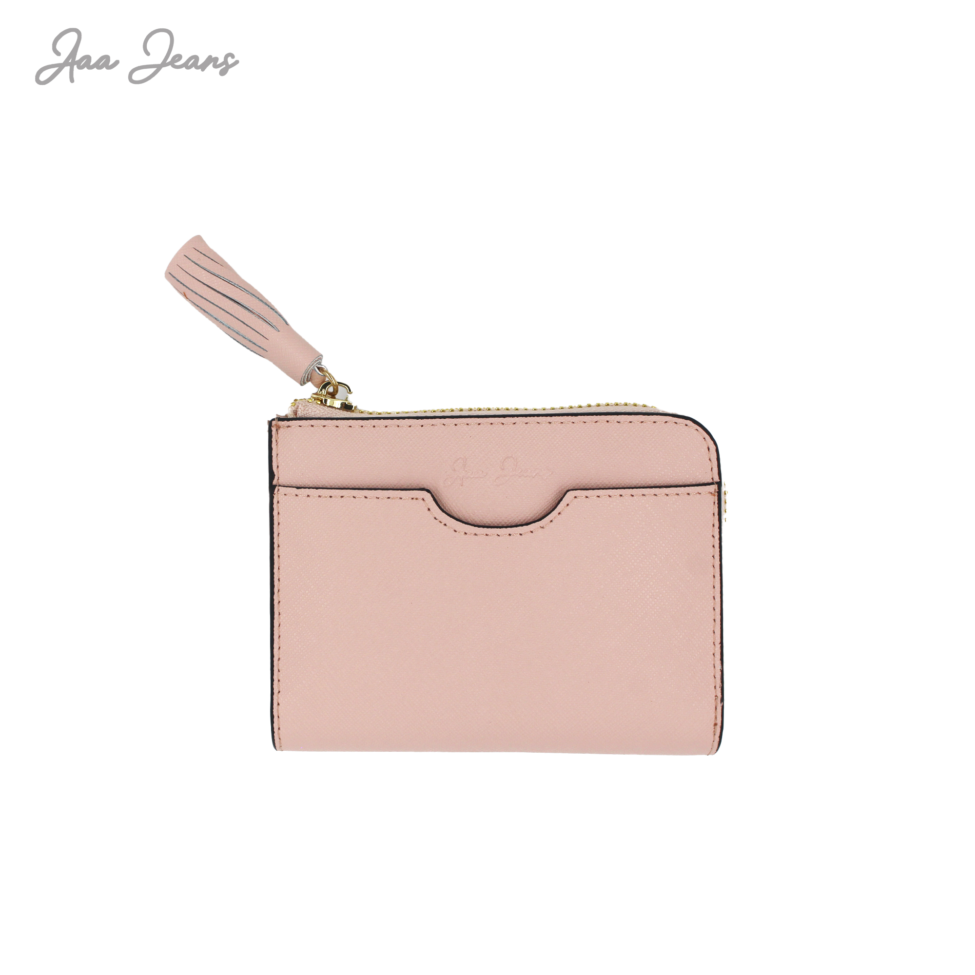 Ví Nữ Ngắn Mini Da Thật Saffiano Khóa Kéo