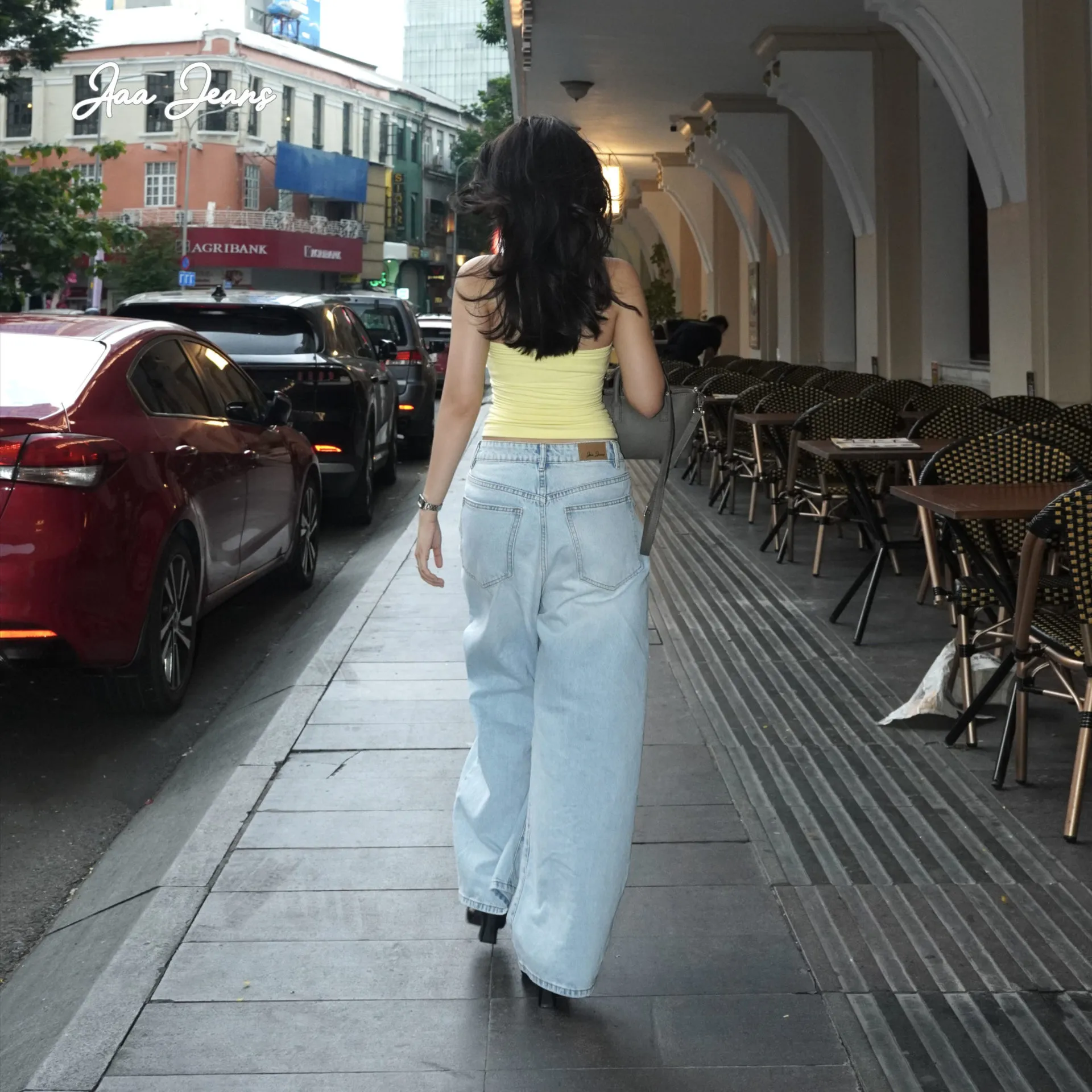 Quần jeans ống rộng balloon màu Lila Blue - ảnh 8